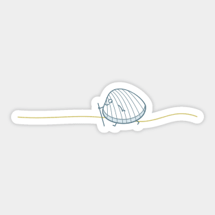 Funny walking seashell on the beach Sticker